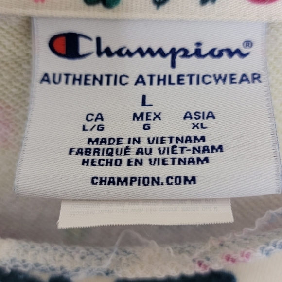 Champion Colorful Floral Cropped Boatneck Pullover with Raw Seams Size Large - Picture 5 of 7